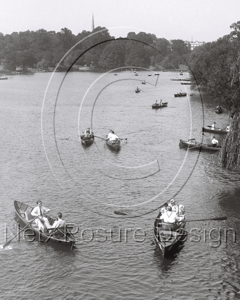 Boating in Kensington Gardens in London c1930s