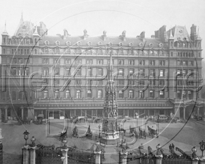 Charing Cross Hotel with Four Wheeler "Growler" Cabs and Hansoms in London c1890s