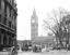 Routemaster Bus and London Austin FX3 Taxi entering Parliament Square in London c1950s