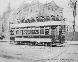 A Tram in Clapham or Kennington in London c1900s
