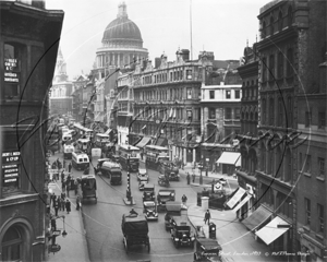 Cannon Street looking towards St Paul's Cathedral in the City of London c1933