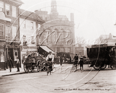 Market Place & Town Hall, Staines in Middlesex c1900s