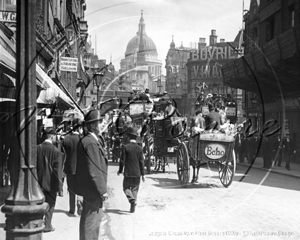 Ludgate Circus and St Paul's from Fleet Street in London c1900s