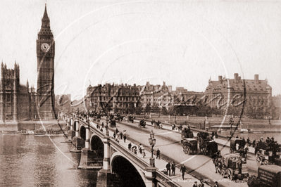 Picture of London - Westminster, Big Ben and Westminster Bridge c1890s - N3057