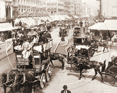 Oxford Street with Hansom Cabs and Buses in Central London c1890s