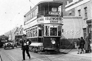 Picture of Middx - Brentford, Boston Road with Tram and Conductor c1920s - N3232