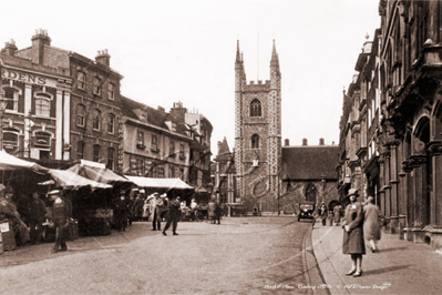 Picture of Berks - Reading, Market Place and St Lawrence Church c1930s - N3253