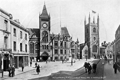 Picture of Berks - Reading, Market Place, Municipal Buildings and St Lawrence Church c1910s - N3266
