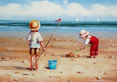 Picture of Seaside - Children at the Seaside - O085
