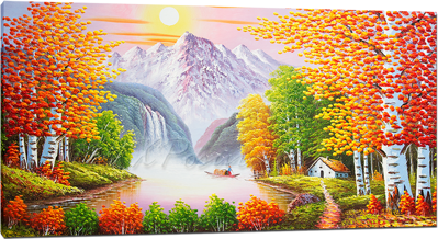 Picture of Landscapes - Chinese Waterfall Scene - O053