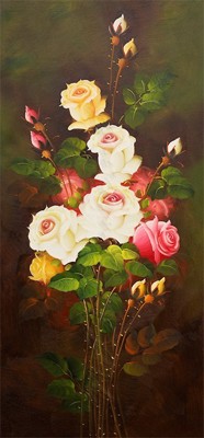 Picture of Flowers - Roses - Red, White & Yellow Tall Bunch - O018