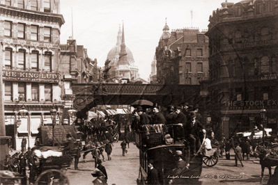 Ludgate Circus in London c1890s