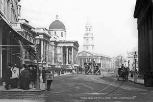 National Gallery and St Martins in The Field, Trafalgar Square in London c1890s