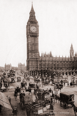 Picture of London - Westminster, Clock Tower and Entrance to Houses of Parliament c1890s - N4561