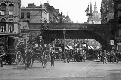 Ludgate Circus and Ludgate Hill in the City of London c1890s