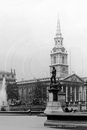St Martins In The Field and Trafalgar Square in Central London c1900s