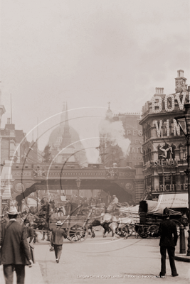 Ludgate Circus with St Pauls in the distance in London c1890s
